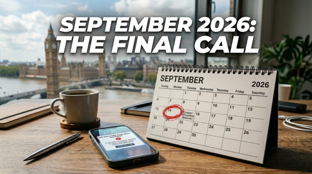 Calendar highlighting September 2026 UK university deadlines for Pakistani students.